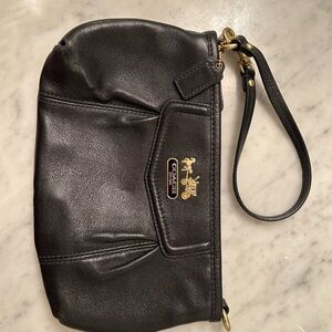 Coach Black Leather Bag with Gold Accents